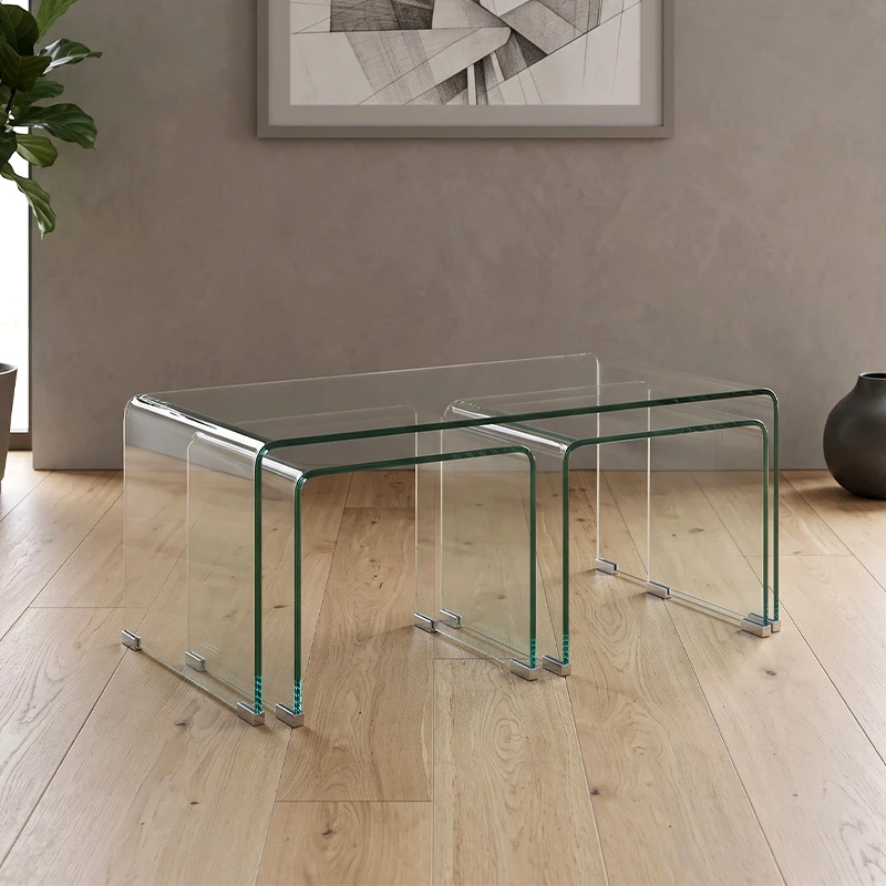 GLASSER Clear Coffee Table(+2 Side) 90x50x38cm