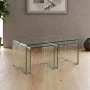Glasser Clear coffee tabble with 2 side tables by reinforced glass 90x50x38cm.