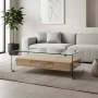 Glasser Wood coffee table with glass surface - Mdf base in oak color 110x55x35cm.
