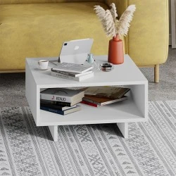 Hola Megapap melamine coffee table in white color 60x60x32cm. Hola Megapap melamine coffee table in white color 60x60x32cm.