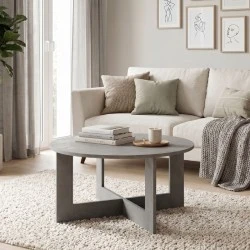 Kati Megapap melamine coffee table in concrete grey color Ø80x42cm. Kati Megapap melamine coffee table in concrete grey color Ø80x42cm.