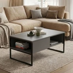 Lawrence Megapap melamine coffe table in anthracite color 106x50x42cm. Lawrence Megapap melamine coffe table in anthracite color 106x50x42cm.
