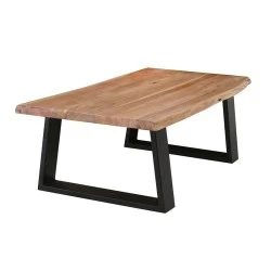 Lizard coffee table with metallic black legs - acacia surface in natural 115x65x40cm. Lizard coffee table with metallic black legs - acacia surface in natural 115x65x40cm.