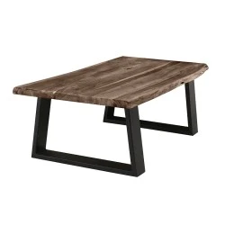 Lizard slim coffee table with black metallic legs - acacia surface in walnut 115x65x40cm. Lizard slim coffee table with black metallic legs - acacia surface in walnut 115x65x40cm.