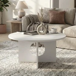 Mara Megapap melamine coffee table in white color Ø75x36.8cm. Mara Megapap melamine coffee table in white color Ø75x36.8cm.