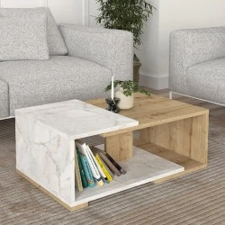 Mareta Megapap melamine coffee table in white marble - sapphire oak color 81,8x50x35cm. Mareta Megapap melamine coffee table in white marble - sapphire oak color 81,8x50x35cm.