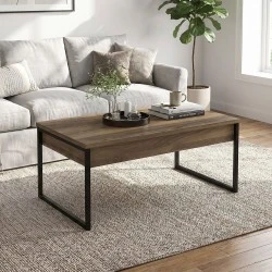 Orontes Megapap melamine coffee table in walnut color 90x56.6x40cm. Orontes Megapap melamine coffee table in walnut color 90x56.6x40cm.