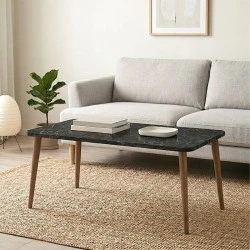 Plane Megapap melamine coffee table in black marble effect color 90x55x41cm. Plane Megapap melamine coffee table in black marble effect color 90x55x41cm.