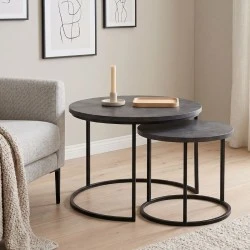 Gary Megapap Mdf/metallic coffee tables in dark grey concrete color 65x65x44cm. Gary Megapap Mdf/metallic coffee tables in dark grey concrete color 65x65x44cm.