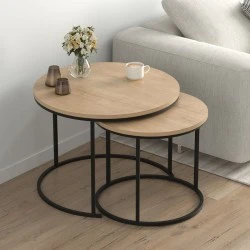 Hilal Megapap melamine - metal coffee table in sapphire oak color Ø66x49,5cm. Hilal Megapap melamine - metal coffee table in sapphire oak color Ø66x49,5cm.