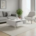 Slide Megapap melamine coffee table in white color 90x90x42cm.