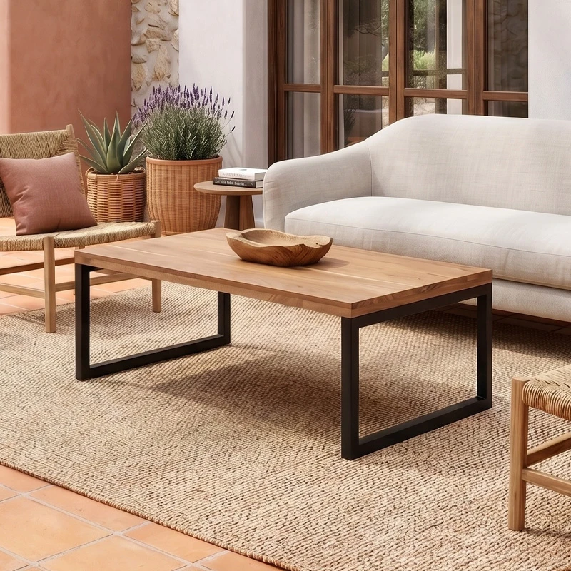 TAMPA Coffee Table 115x60 Acacia Natural Finish (Black Paint)