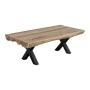 Village coffee table with metallic legs in black - acacia surface in natural 118x60x40cm.