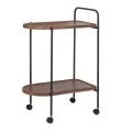 BROWN TWO-STORY TABLE TROLLEY MDF WITH BLACK METAL SKELETON 60X40X83CM