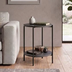 Argento Megapap metallic - melamine side table in anthracite color 43x43x60cm. Argento Megapap metallic - melamine side table in anthracite color 43x43x60cm.