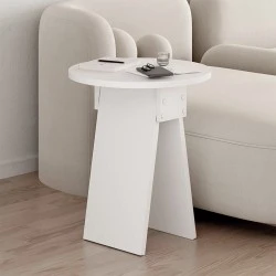 Chen Megapap melamine side table in white color Ø42x50cm. Chen Megapap melamine side table in white color Ø42x50cm.
