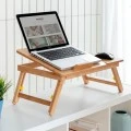 Side table for laptop foldable from bamboo natural color 53,5x34x21-27cm.