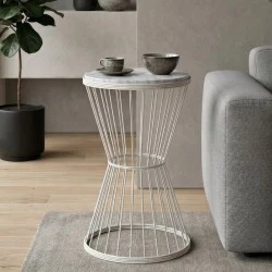 Hoffman Megapap metallic - Mdf side table in white - white marble effect color 35x35x58cm. Hoffman Megapap metallic - Mdf side table in white - white marble effect color 35x35x58cm.