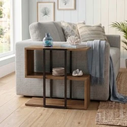Homia Megapap melamine side table in walnut Ud color 56x25x56.5cm.