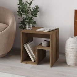 Bon Megapap melamine side table in light walnut color 40x35x40cm. Bon Megapap melamine side table in light walnut color 40x35x40cm.