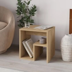 Bon Megapap melamine side table in oak color 40x35x40cm. Bon Megapap melamine side table in oak color 40x35x40cm.
