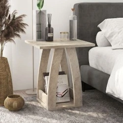 Deros Megapap melamine side table - nightstand in travertine color 45x45x56cm.