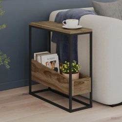 Lido Megapap melamine side table in walnut Ud color 60x22x62cm. Lido Megapap melamine side table in walnut Ud color 60x22x62cm.
