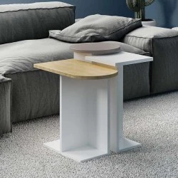 Mund Megapap melamine side table in light mocha/natural beech/white color 50x27x46cm. Mund Megapap melamine side table in light mocha/natural beech/white color 50x27x46cm.