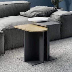 Mund Megapap melamine side table in natural beech/anthracite/white color 50x27x46cm. Mund Megapap melamine side table in natural beech/anthracite/white color 50x27x46cm.