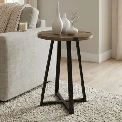 Pedro Megapap metallic - melamine side table in walnut - anthracite color 44x44x58cm. Pedro Megapap metallic - melamine side table in walnut - anthracite color 44x44x58cm.