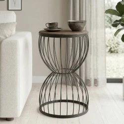 Pino Megapap metallic - Mdf side table in walnut - black color 35x35x58cm. Pino Megapap metallic - Mdf side table in walnut - black color 35x35x58cm.