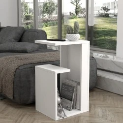 Τραπεζάκι βοηθητικό Rosana Megapap χρώμα λευκό 35x29,5x60εκ.
