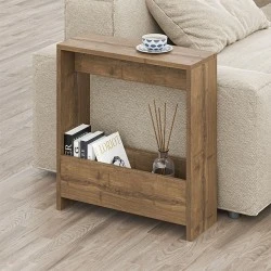 Simpi Megapap melamine side table in light walnut color 55x20x60cm. Simpi Megapap melamine side table in light walnut color 55x20x60cm.