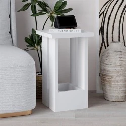 Tasos Megapap melamine side table in white color 30x30x50.3cm. Tasos Megapap melamine side table in white color 30x30x50.3cm.
