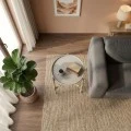 Wooden - plastic side table in beige color Φ46x53cm.