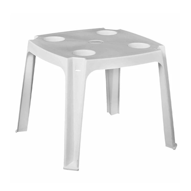 FREDDO Plastic Side Table White w/Cup holder+Umbrella hole
