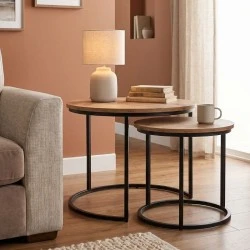 Gary Megapap Mdf/metallic coffee tables in acacia color 65x65x44cm. Gary Megapap Mdf/metallic coffee tables in acacia color 65x65x44cm.