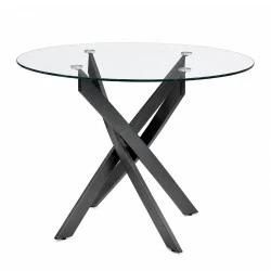 Aldo Megapap tempered glass - black metal legs Ø100x75.5cm. Aldo Megapap tempered glass - black metal legs Ø100x75.5cm.