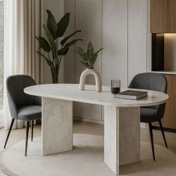 Cortado Megapap melamine dining table in white marble color 138x80x75cm. Cortado Megapap melamine dining table in white marble color 138x80x75cm.