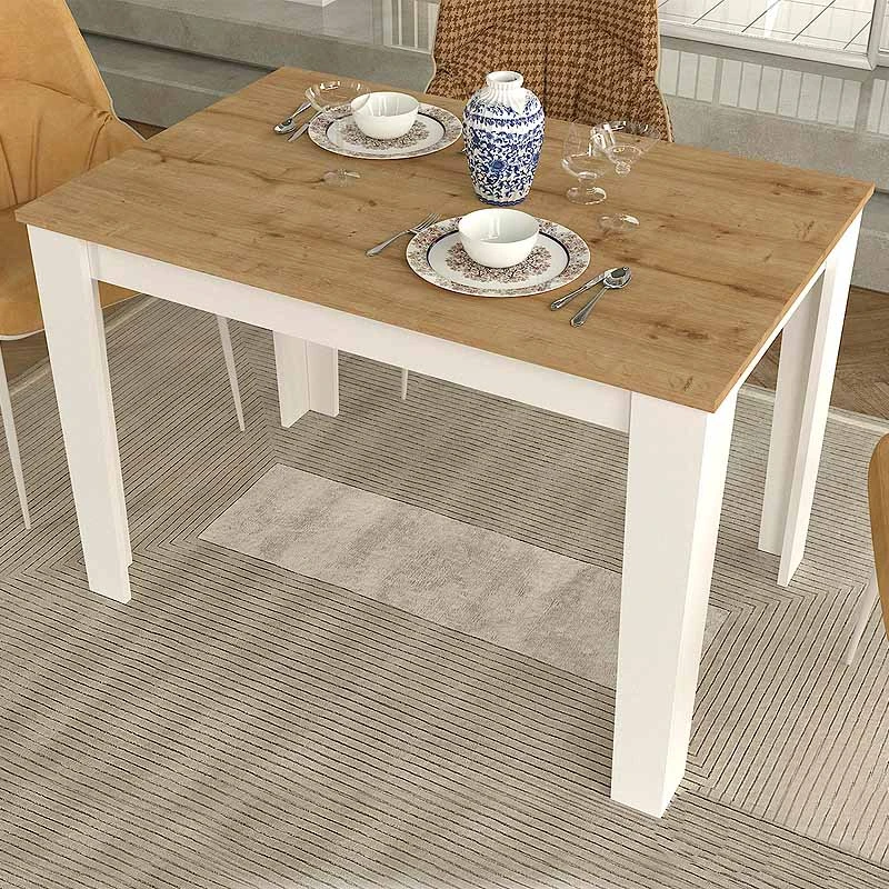 Darlen Megapap melamine dinner table in white - sapphire oak color 110x72x74cm.