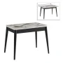 Dolunay Megapap melamine extendable table in white marble - black color 100x60(120x100)x79,5cm.