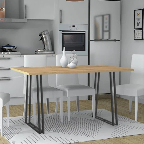 Gable Megapap metallic - melamine table in sonoma - anthracite color 140x80x76cm.