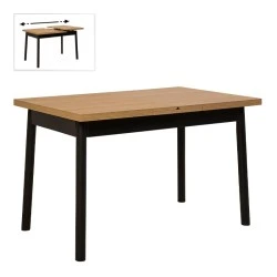 Jemmy Megapap melamine extendable table in natural - black color 120/153x75x77cm. Jemmy Megapap melamine extendable table in natural - black color 120/153x75x77cm.