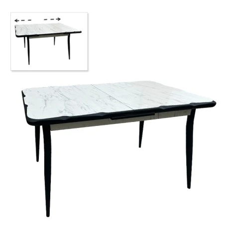 Karen Megapap MDF - metal table extendable color white - black 130/160x80x75cm.