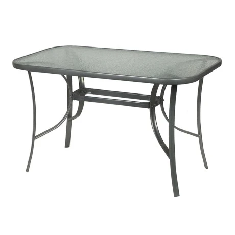 Metallic garden table with safety glass in anthracite color 120x70x72cm.