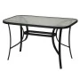 Metallic garden table with safety glass in brown color 140x80x72cm.