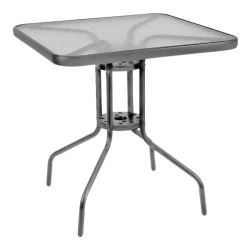 Metal garden table in anthracite color with tempered glass 70x70x72cm Metal garden table in anthracite color with tempered glass 70x70x72cm