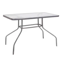 Metal garden table with tempered glass in anthracite color 100x65x70cm Metal garden table with tempered glass in anthracite color 100x65x70cm