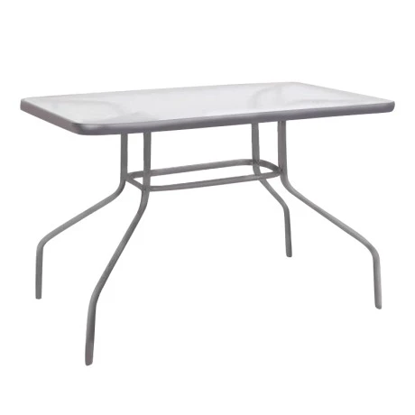 Metal garden table with tempered glass in anthracite color 100x65x70cm