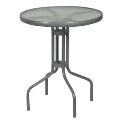 Metal garden table in antracite color with tempered glass Ø60x72cm Metal garden table in antracite color with tempered glass Ø60x72cm